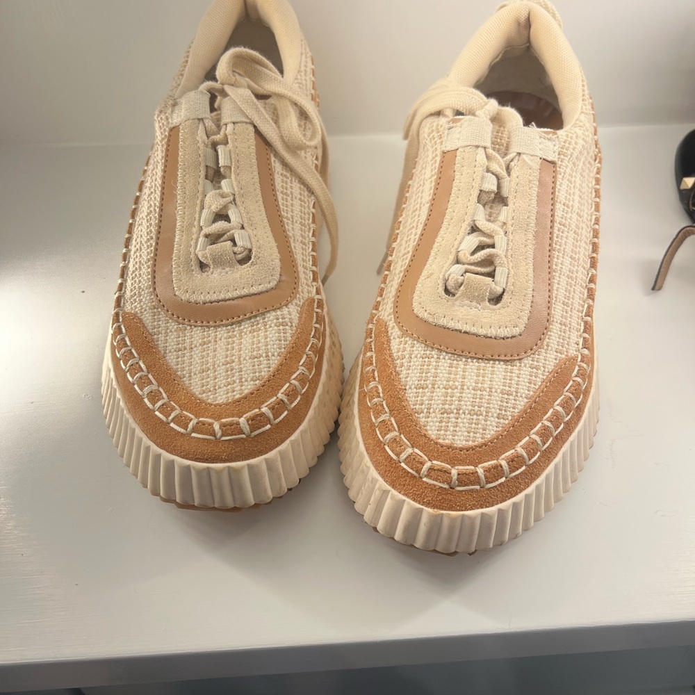 Beige and Tan Textured Sneakers